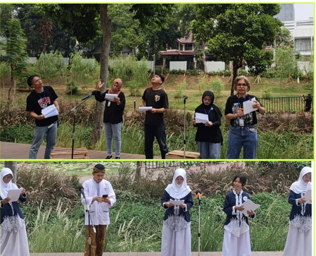 Puluhan Siswa Menikmati Puisi Esai di Taman Kota